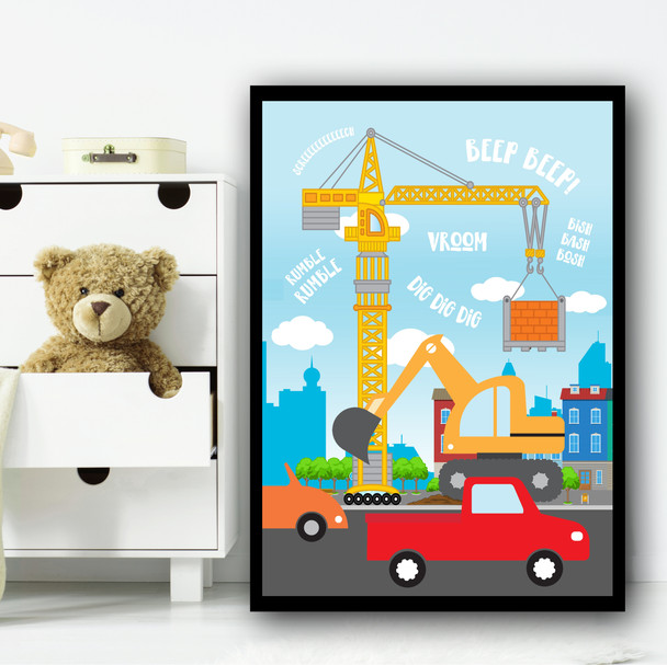 Transport Set 3 Children's Nursery Bedroom Wall Art Print