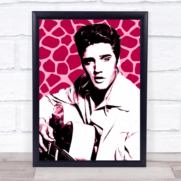 Elvis Presley Hot Pink Giraffe Print Funky Framed Wall Art Print