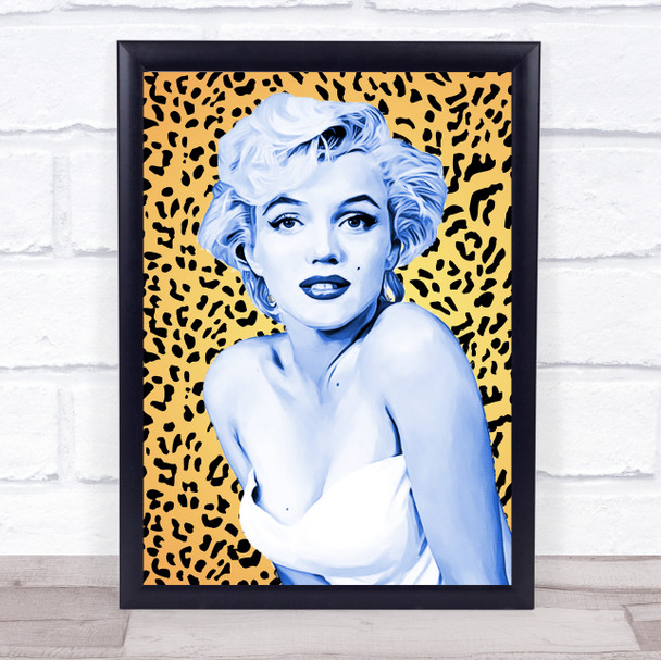 Marilyn Monroe Animal Print Blue Funky Framed Wall Art Print