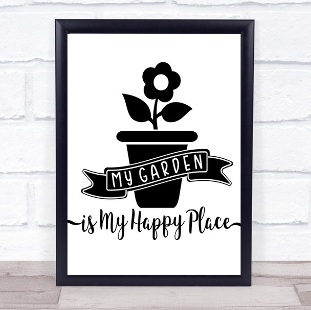 My Garden My Happy Place Quote Typogrophy Wall Art Print