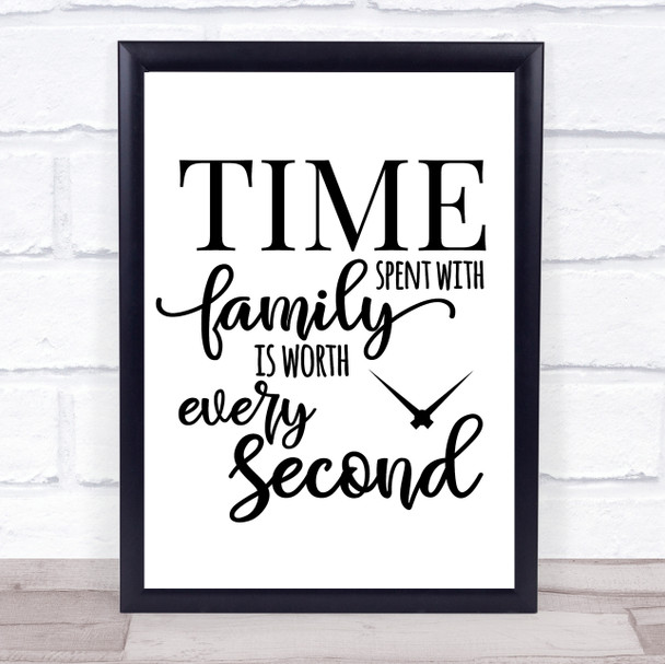 Time Family Worth Every Second Quote Typogrophy Wall Art Print