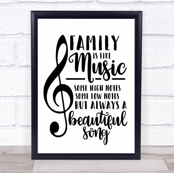 Family Is Like Music Quote Typogrophy Wall Art Print