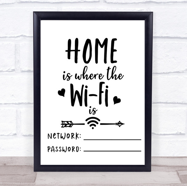 Home Is Where The WIFI Quote Typogrophy Wall Art Print