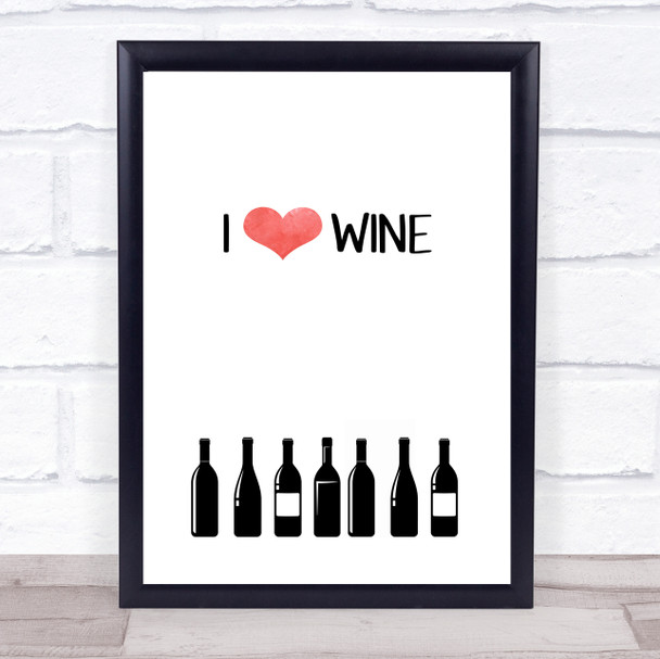 I Love Wine Quote Typogrophy Wall Art Print
