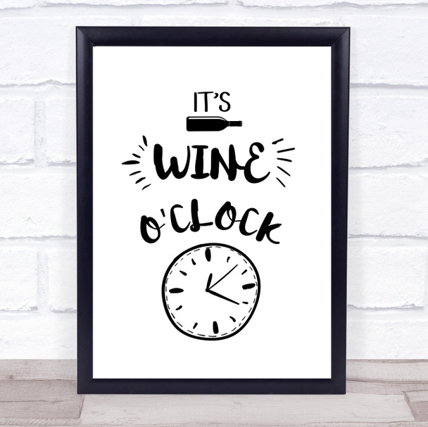 It's Wine O Clock Quote Typogrophy Wall Art Print