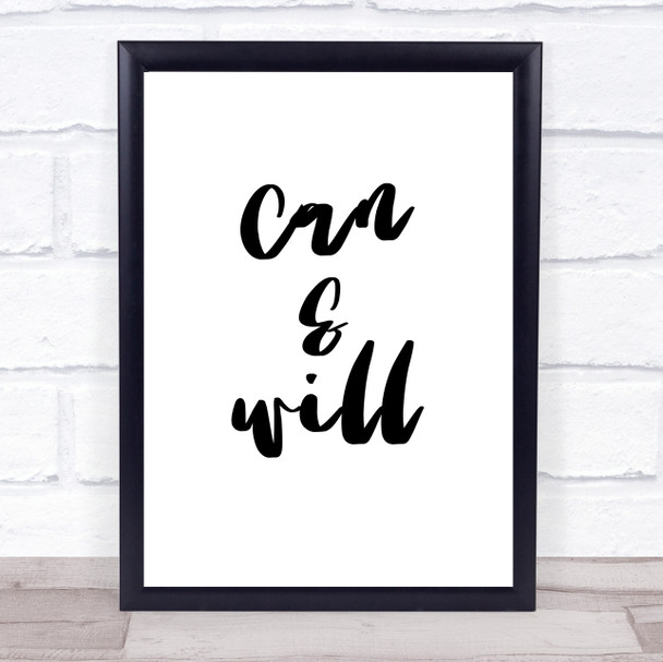 Can & Will Quote Typogrophy Wall Art Print