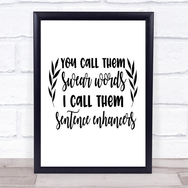 Swear Words Sentence Enhancers Quote Typogrophy Wall Art Print