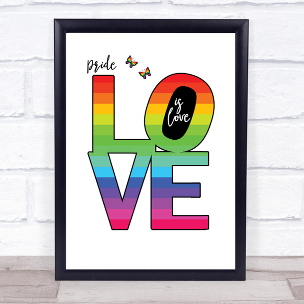 Love Is Love Letters In Heart Gay LGBT Quote Typogrophy Wall Art Print