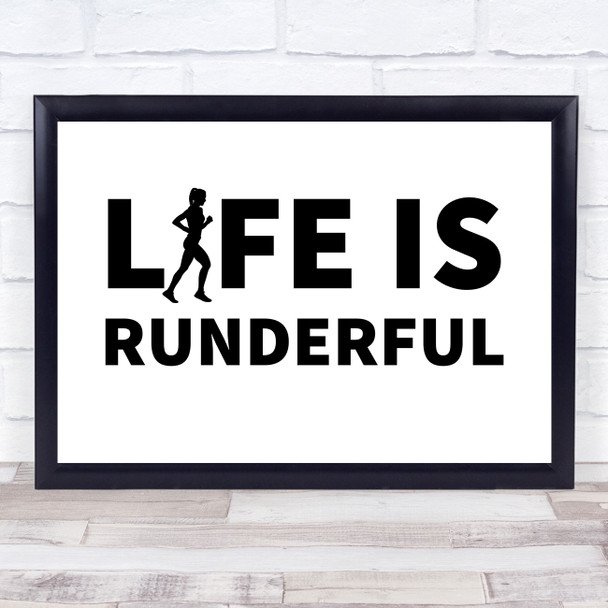 Running Life Is Runderful Female Quote Typogrophy Wall Art Print