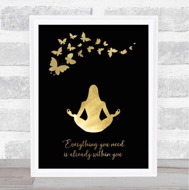 Yoga Beautiful Butterflies Quote Typogrophy Wall Art Print