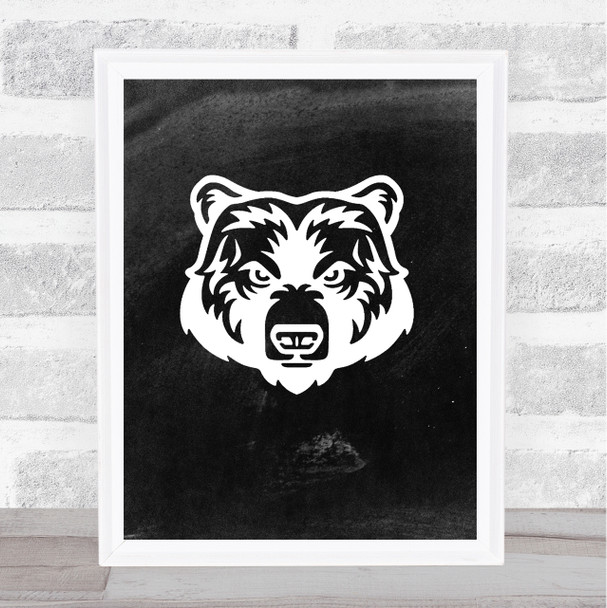 The Grizzly Bear B&W Chalk Decorative Wall Art Print