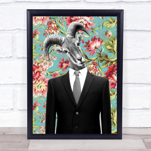 Goat In Suit Vintage Decorative Wall Art Print