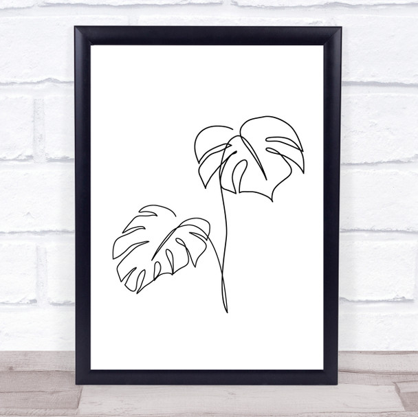 Black & White Line Art Plant Leaf Botanical Decorative Wall Art Print