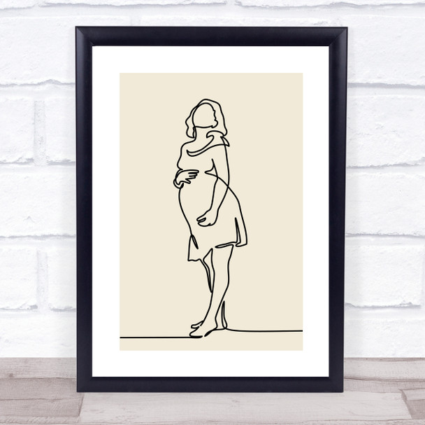 Block Colour Line Art Pregnant Lady Yellow Decorative Wall Art Print