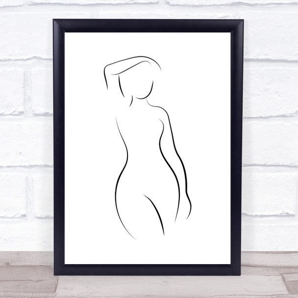 Black & White Line Art Female Nude Naked Decorative Wall Art Print