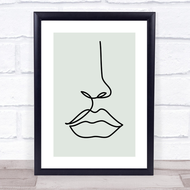 Block Colour Line Art Face Nose And Lips Decorative Wall Art Print