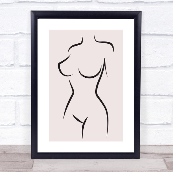 Block Colour Line Art Nude Female Body Decorative Wall Art Print