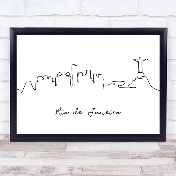 Black & White Line Art Rio De Janeiro Decorative Wall Art Print