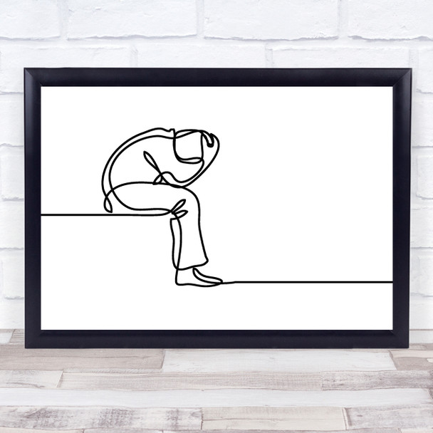 Black & White Line Art Man Depressed Decorative Wall Art Print