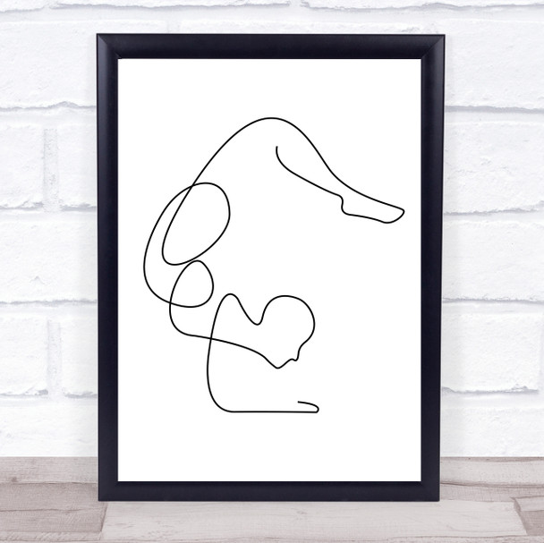 Black & White Line Art Yoga Exercise Decorative Wall Art Print