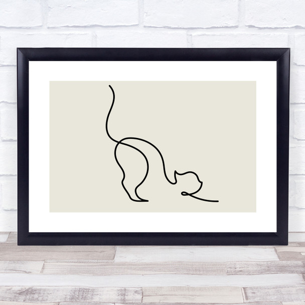 Block Colour Line Art Stretching Cat Decorative Wall Art Print