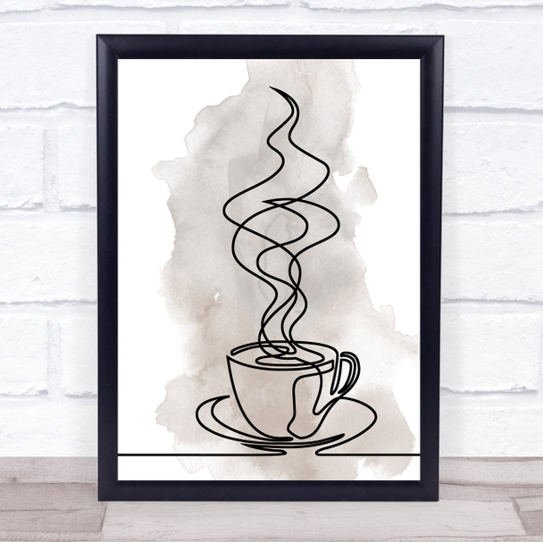 Watercolour Line Art Espresso Coffee Decorative Wall Art Print