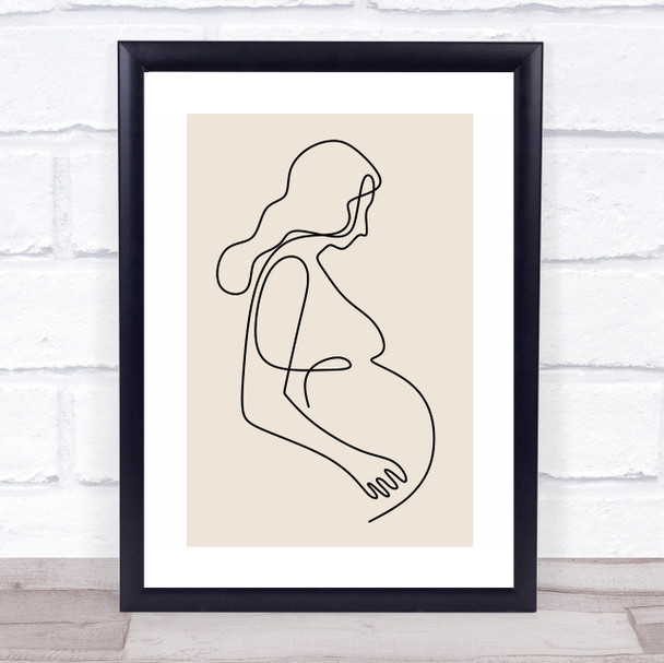 Block Colour Line Art Lady Pregnant Decorative Wall Art Print