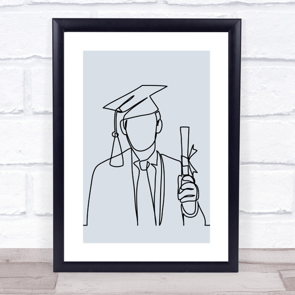 Block Colour Line Art Male Graduate Decorative Wall Art Print