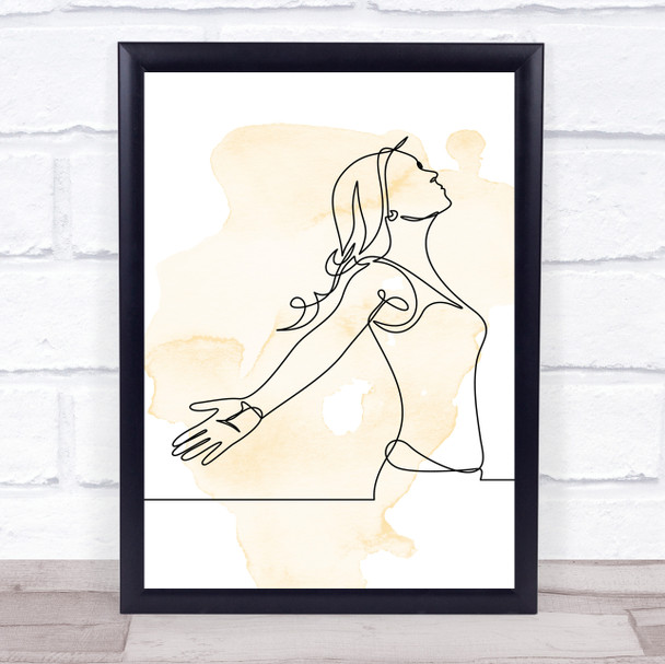 Watercolour Line Art Lady Long Hair Decorative Wall Art Print