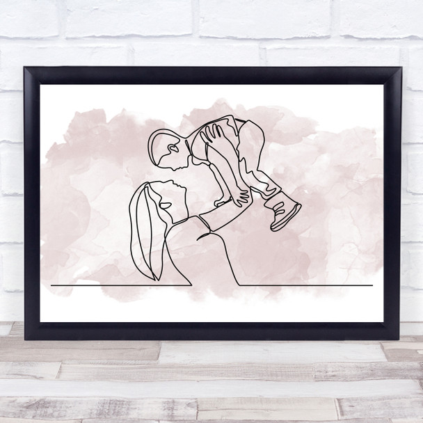 Watercolour Line Art Mother And Son Decorative Wall Art Print