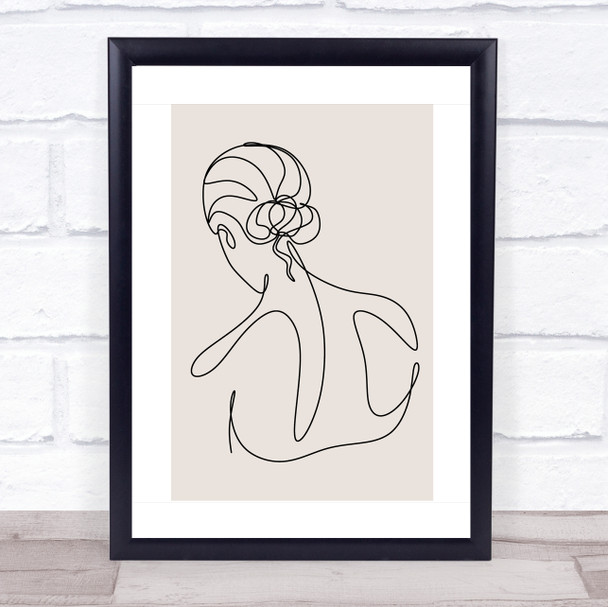 Block Colour Line Art Back Of Lady Decorative Wall Art Print