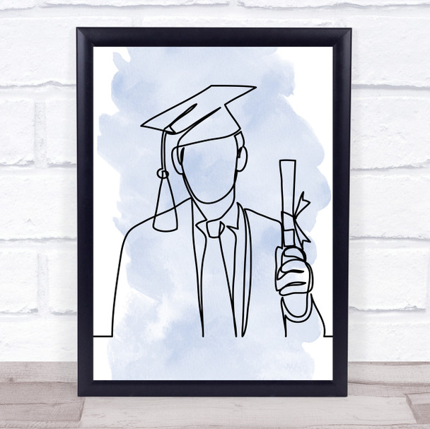 Watercolour Line Art Male Graduate Decorative Wall Art Print