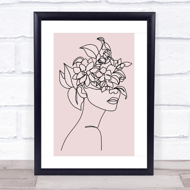 Block Colour Line Art Floral Lady Decorative Wall Art Print