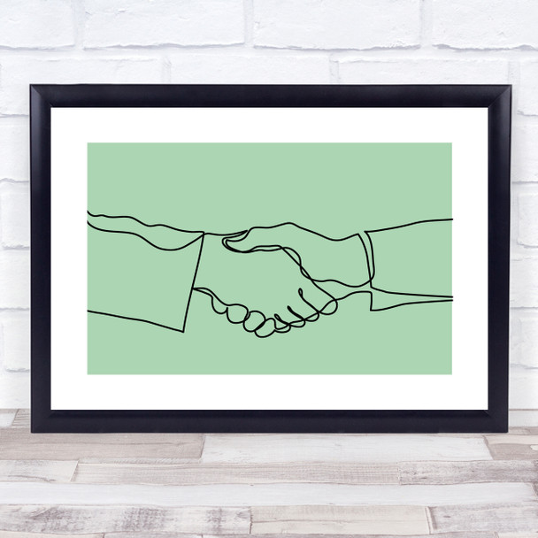 Block Colour Line Art Handshake Decorative Wall Art Print