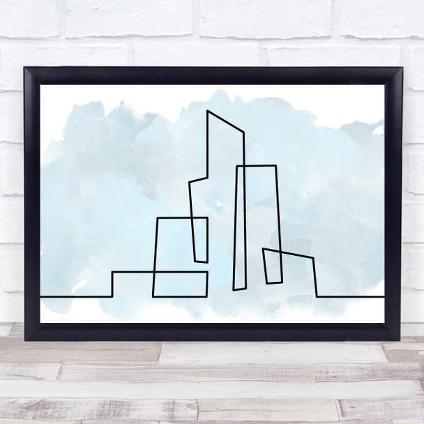 Watercolour Line Art Cityscape Decorative Wall Art Print