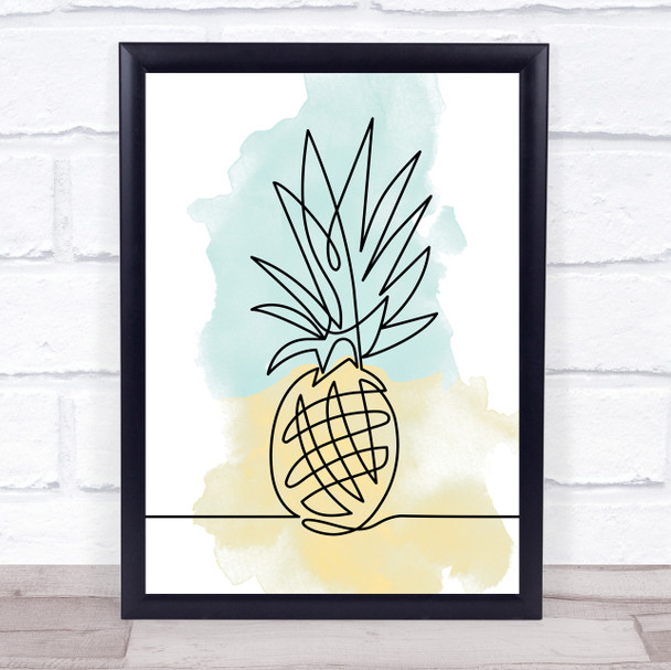 Watercolour Line Art Pineapple Decorative Wall Art Print