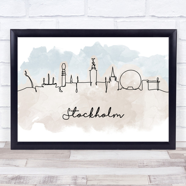 Watercolour Line Art Stockholm Decorative Wall Art Print