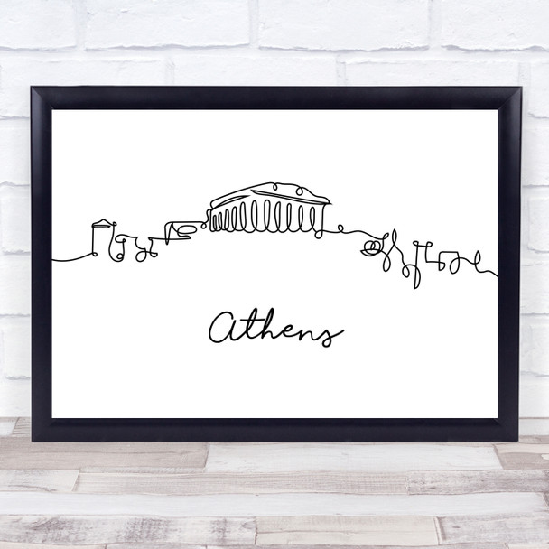 Black & White Line Art Athens Decorative Wall Art Print