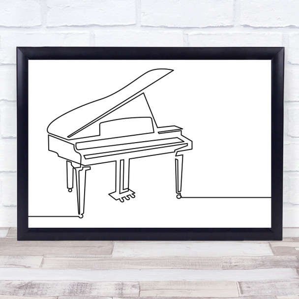 Black & White Line Art Piano Decorative Wall Art Print