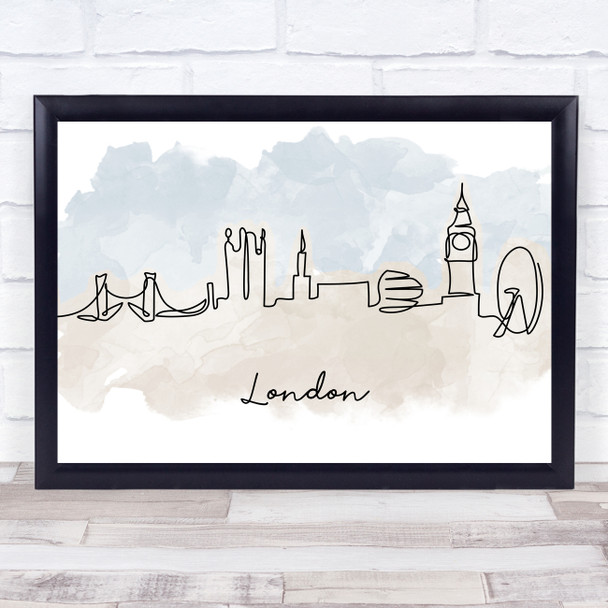 Watercolour Line Art London Decorative Wall Art Print