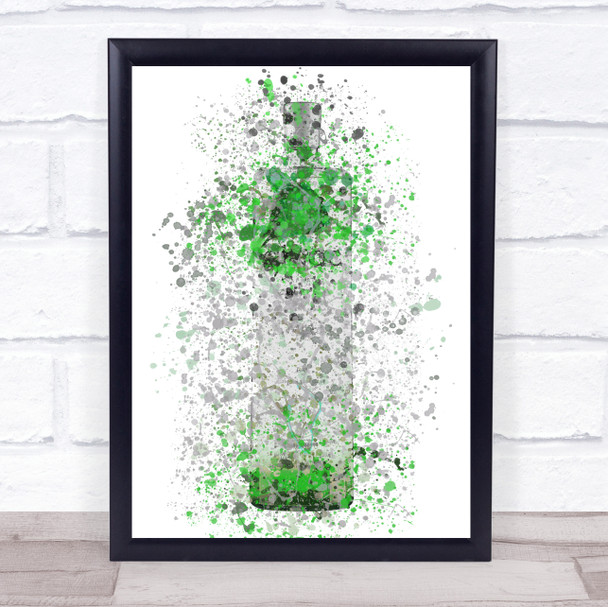 Watercolour Splatter French Frost Vodka Bottle Apple Green Wall Art Print