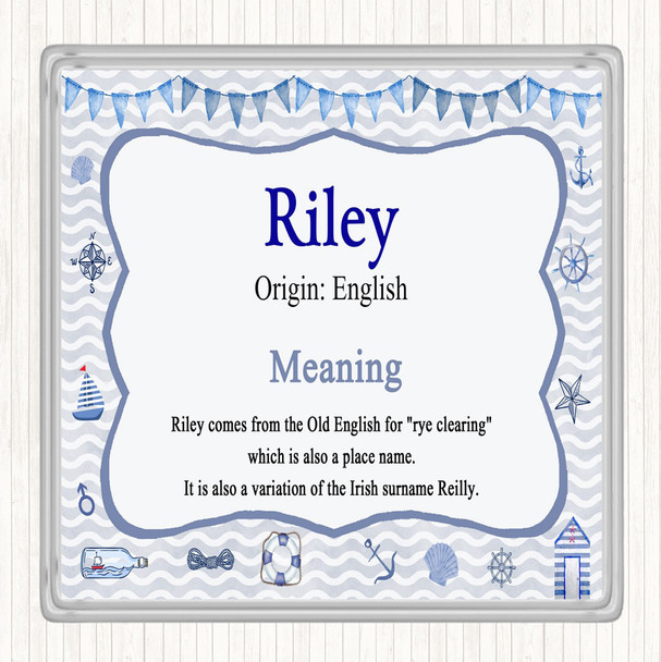 Riley Artistic Name Design with Flowe Tile Coaster