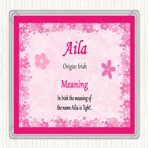 Aila Name Meaning Coaster Pink