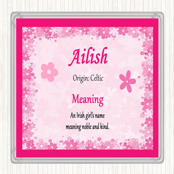 Ailish Name Meaning Coaster Pink
