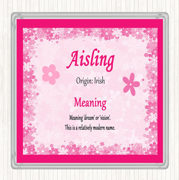 Aisling Name Meaning Coaster Pink