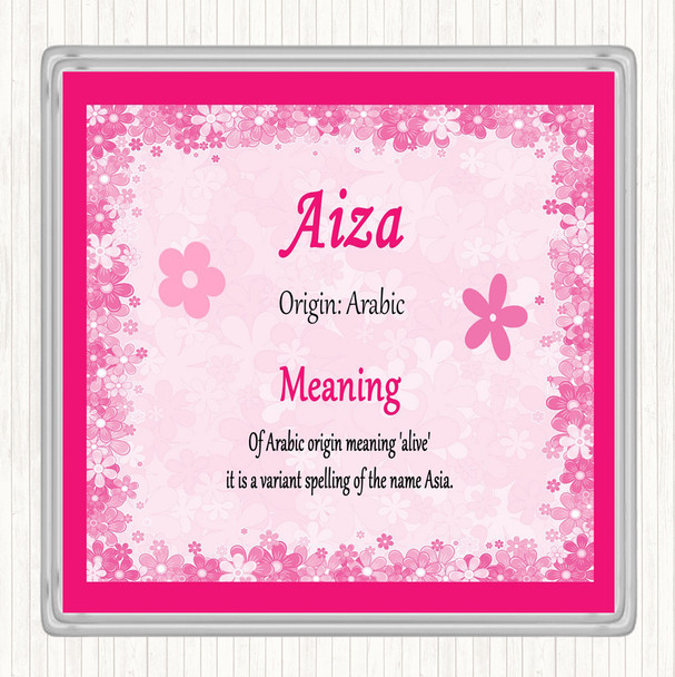 Aiza Name Meaning Coaster Pink