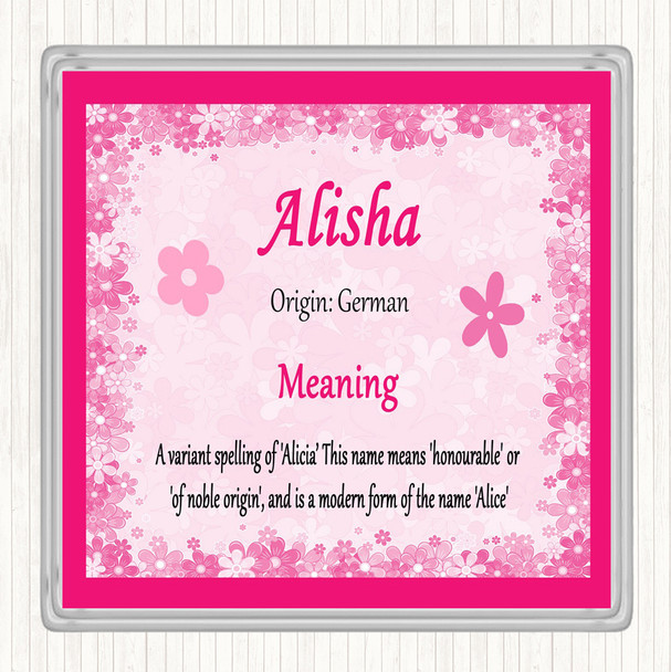 Alisha Name Meaning Coaster Pink