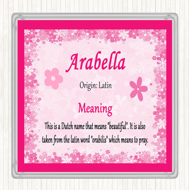 Arabella Name Meaning Coaster Pink