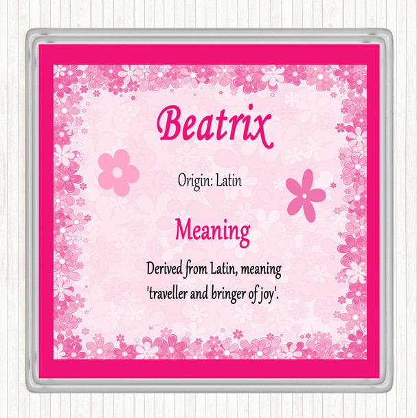 Beatrix Name Meaning Coaster Pink