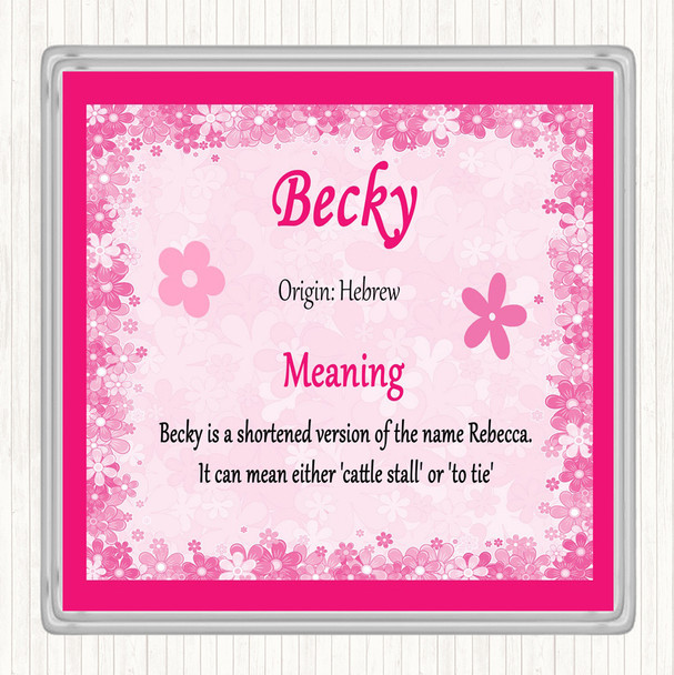 Becky Name Meaning Coaster Pink